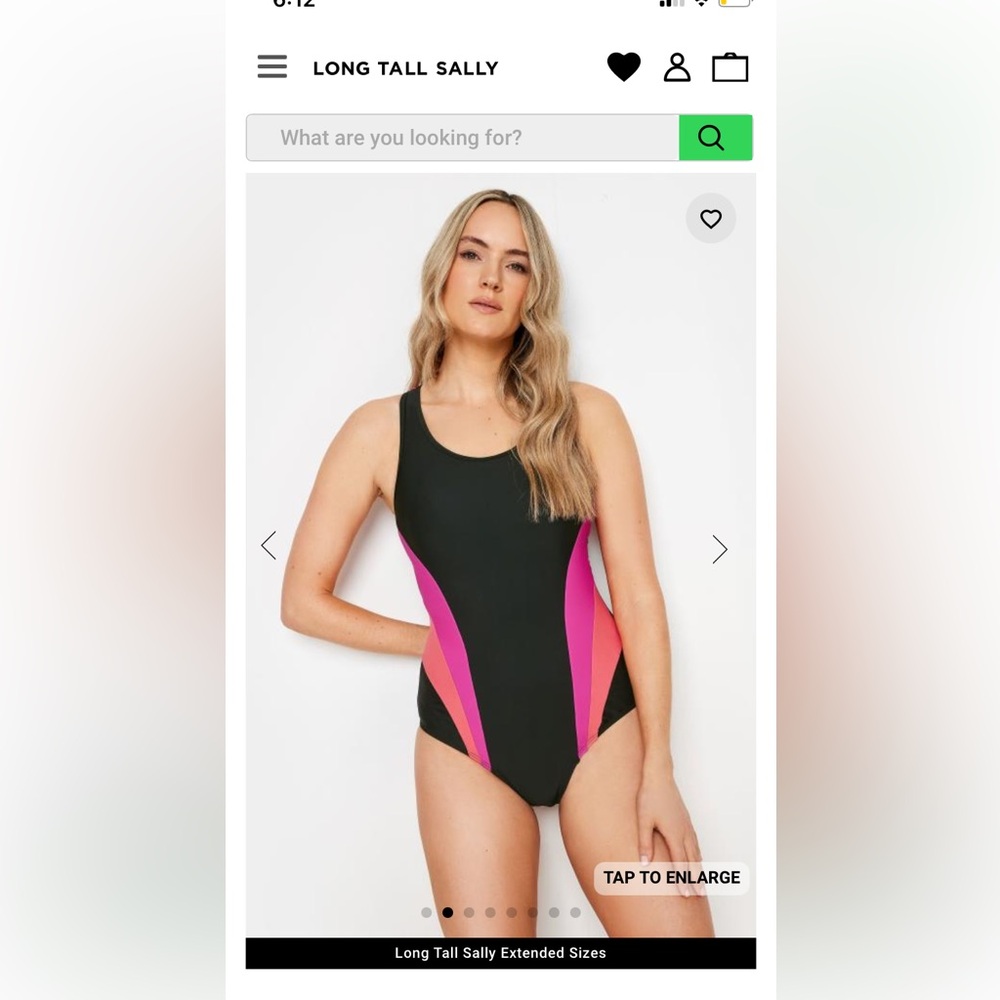 Long Tall Sally Size UK 14/US 10 one-piece swimsuit - pink/black.  NWT.